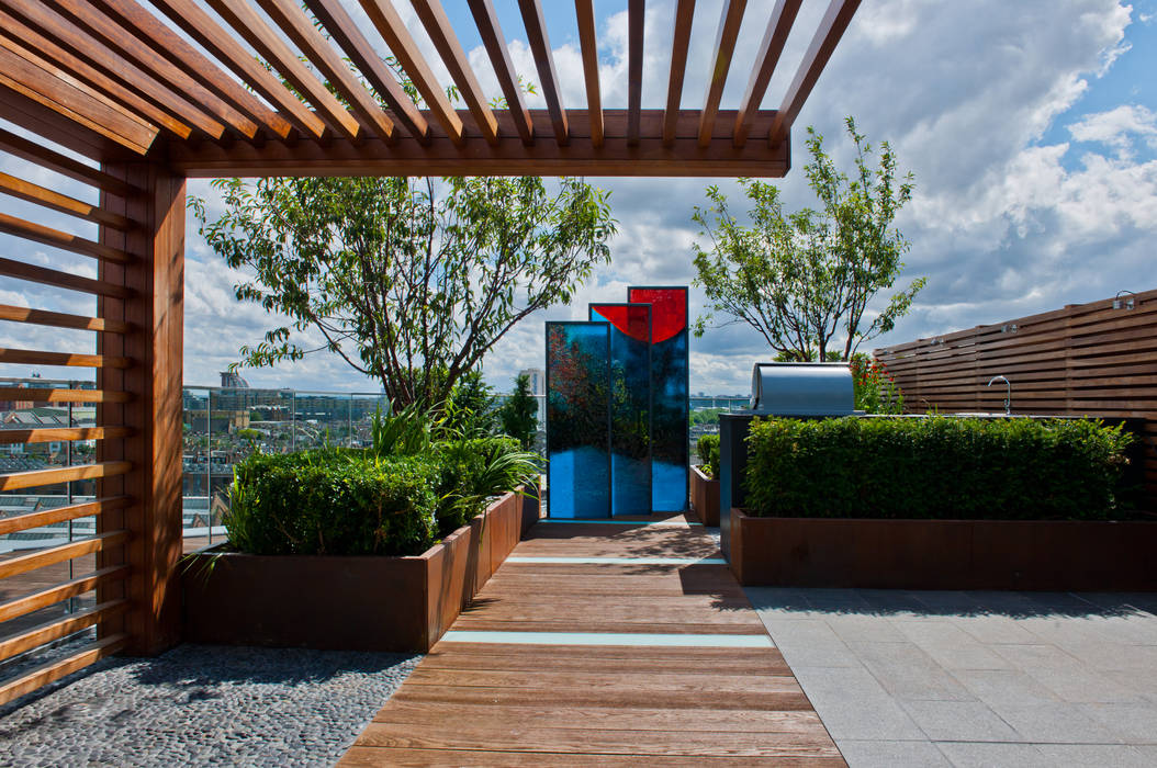 Chelsea Creek - copyright St George Plc Aralia 庭院 玻璃 roof terrace,rooftop garden,roof garden,garden design,landscape architecture,landscape architect,landscape design,garden designer,architecture