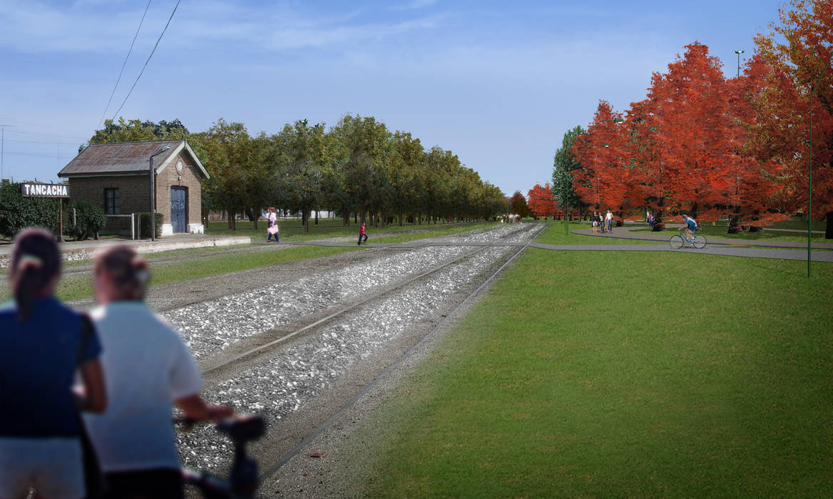 “Valororización y Refuncionalización de los Terrenos del Ferrocarril-Diseño Paisajístico Parque Recreativo “La Estación”, Ciudad de Tancacha, Provincia de Córdoba, MARIELA DURA ARQUITECTURA PAISAJISTA MARIELA DURA ARQUITECTURA PAISAJISTA Jardin moderne