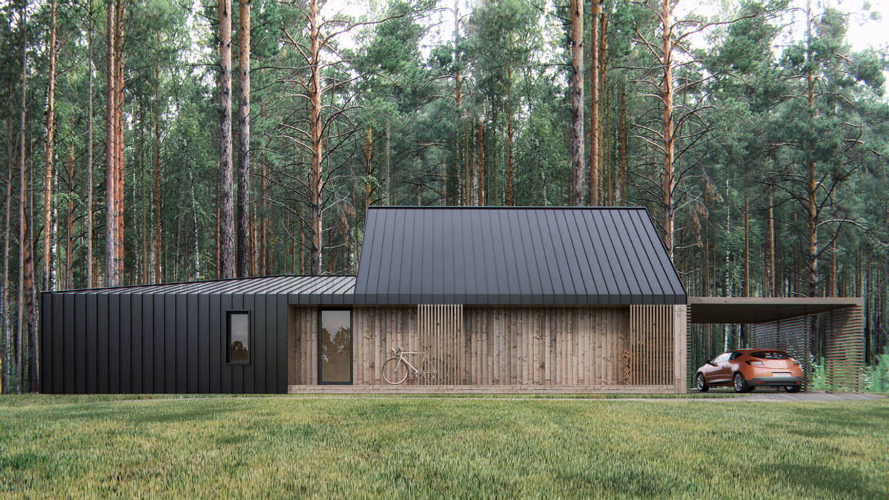 Une Maison Préfabriquée et Moderne: Plusmodul, INT2architecture INT2architecture Maisons préfabriquées Bois Effet bois