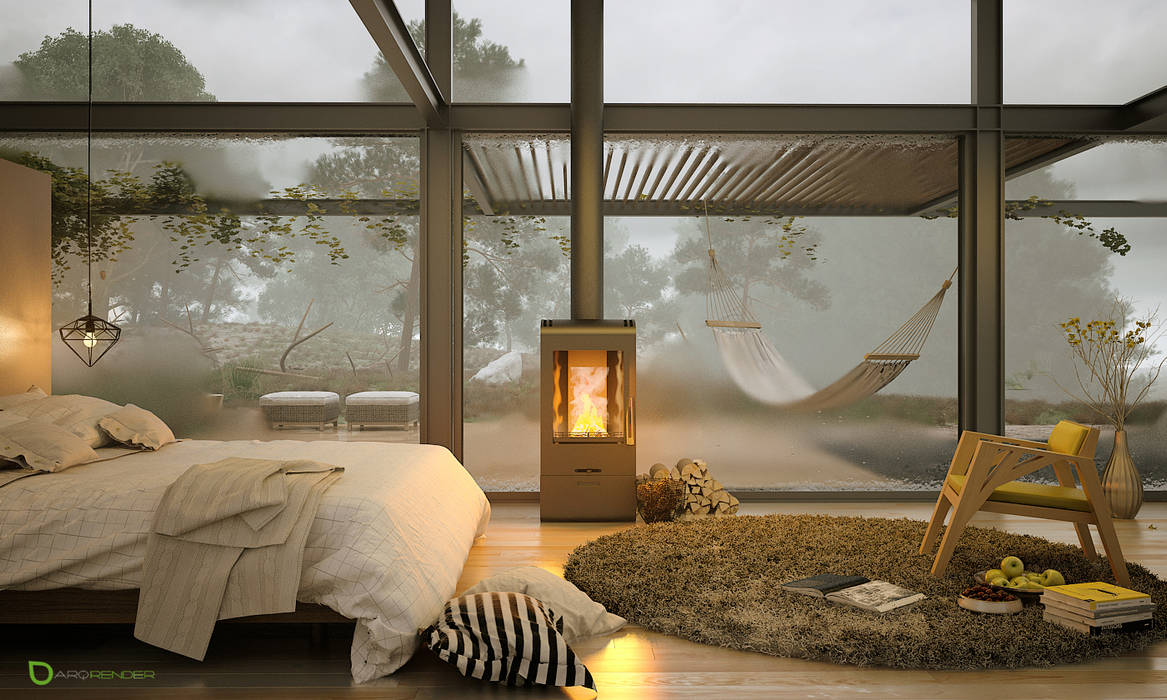 A bedroom in winter times, ArqRender ArqRender Moderne slaapkamers