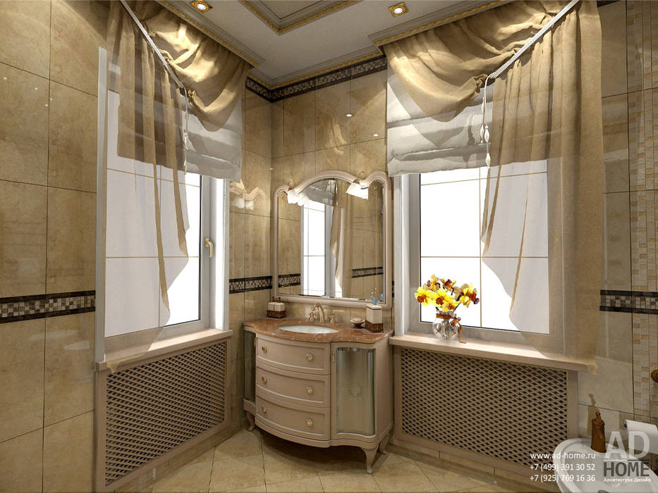 Дизайн интерьера дома в классическом стиле , 370 кв. м в, Москвовская область , Ad-home Ad-home Classic style bathroom