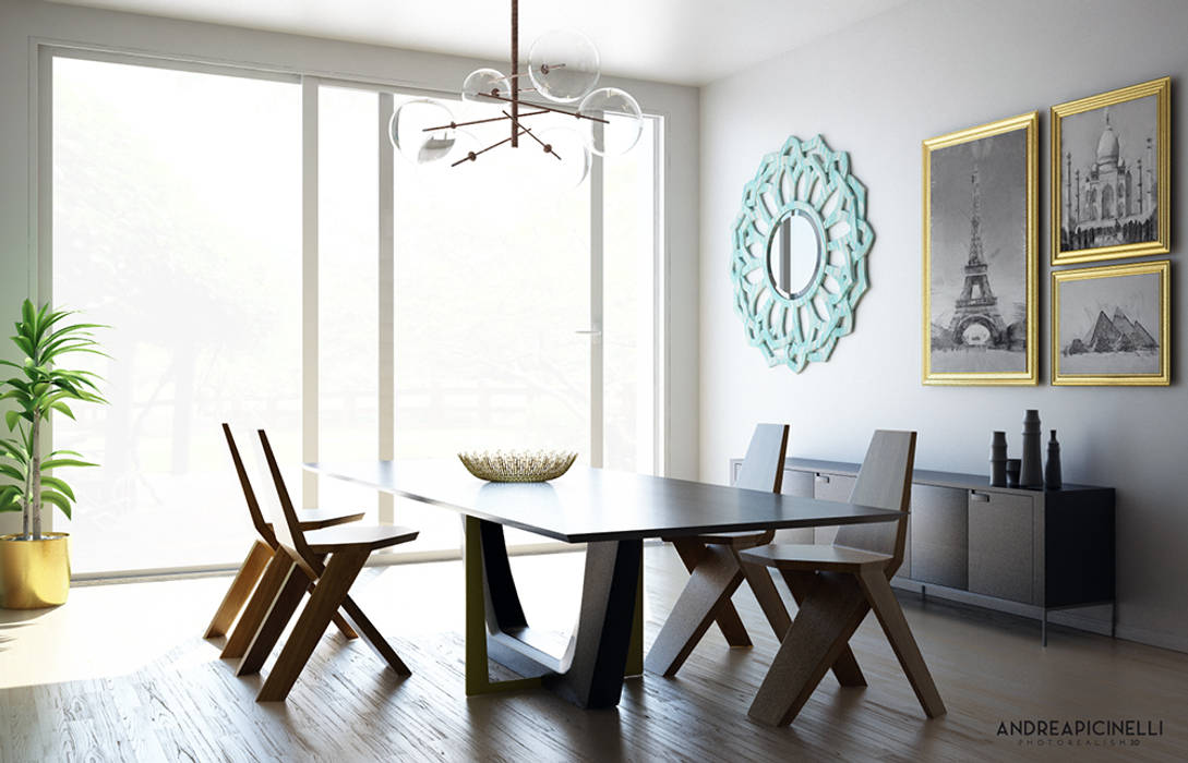 3D Render, Andrea Picinelli Andrea Picinelli Ruang Makan Minimalis Tables