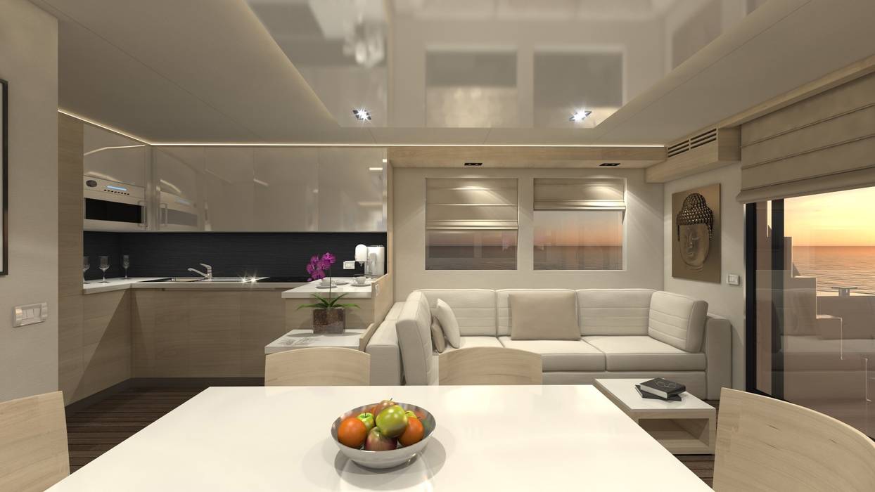 Overblue 44 Yacht interior, Studio Foschi & Nolletti Studio Foschi & Nolletti Yates y jets de estilo moderno