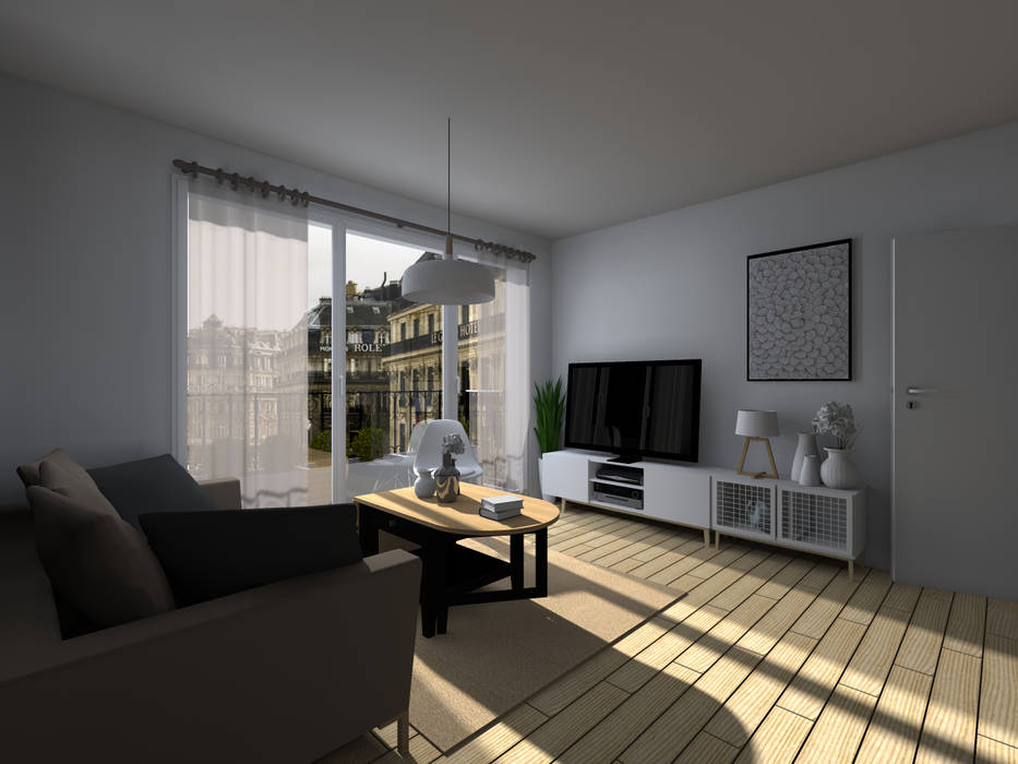 Espaces à vivre doux & lumineux, Sandia Design Sandia Design Minimalistische Wohnzimmer