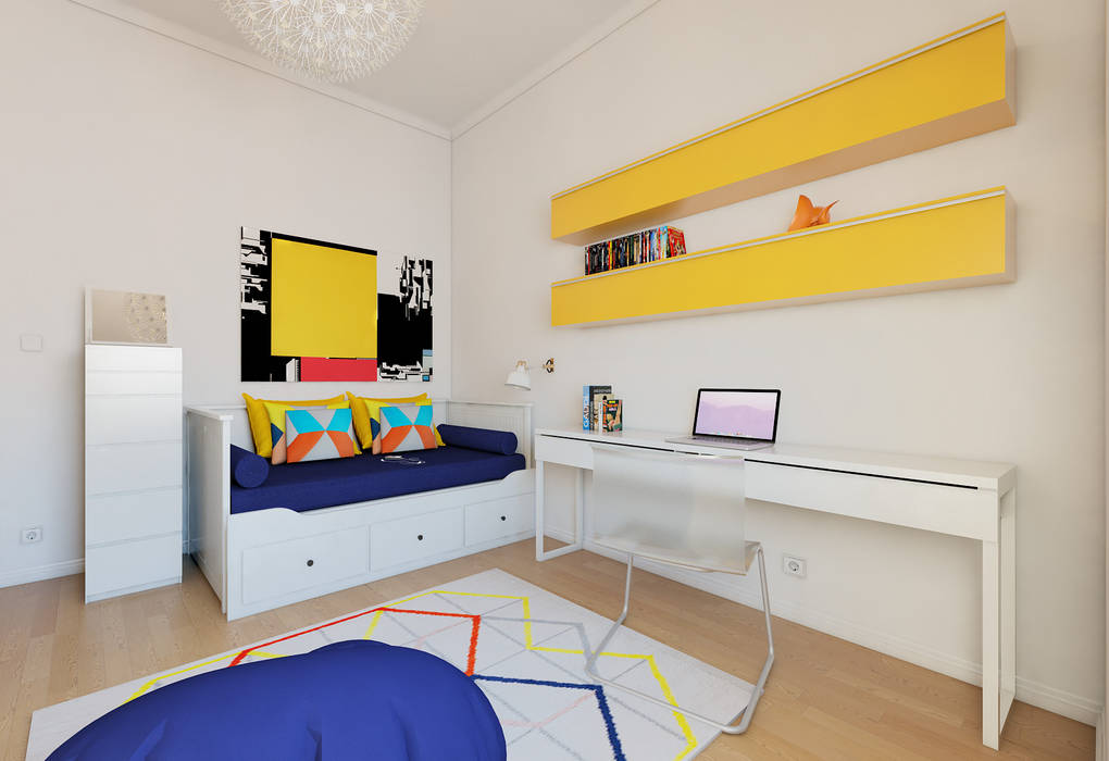 Quarto Ikea, José Tiago Rosa José Tiago Rosa Quartos minimalistas Pintar,laranja,Design de interiores,Piso,Pisos,Madeira,muro,Arte,Hardwood,Teto