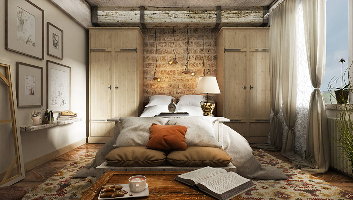 Фантазия, he.d group he.d group Industrial style bedroom Bricks