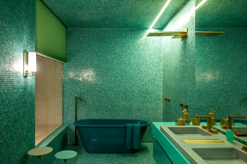 Casa cor 2015 - Acqua que te quero água, Brunete Fraccaroli Arquitetura e Interiores Brunete Fraccaroli Arquitetura e Interiores Banheiros modernos Decoração