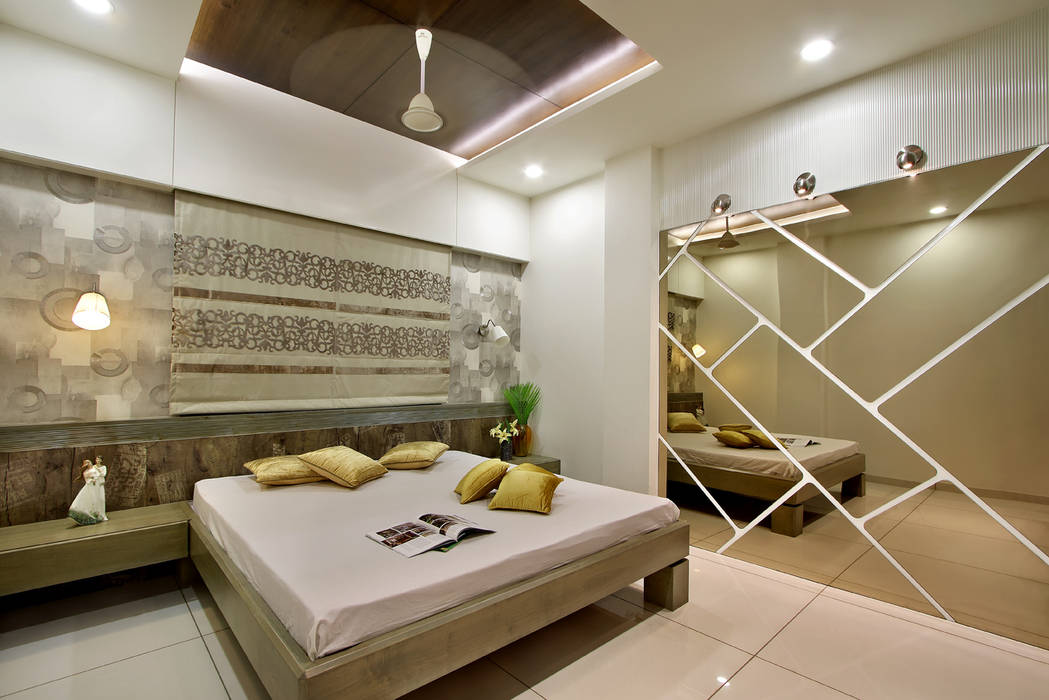 SAKET, SPACEPLUS SPACEPLUS Tropical style bedroom Glass Beds & headboards