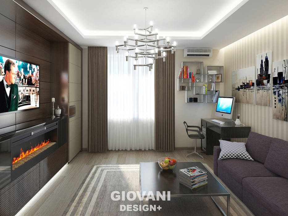 Квартира для молодой семьи Giovani Design Studio Гостиная в стиле минимализм