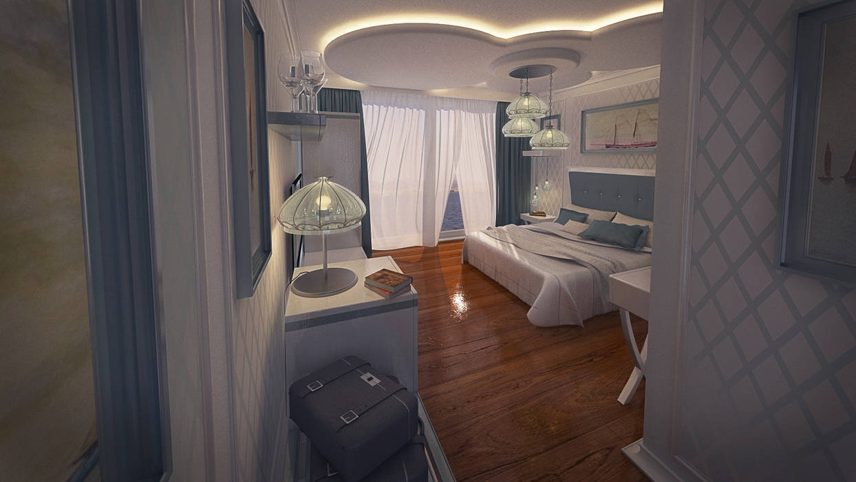 Floating Hotel Standart Room Design, Design by Bley Design by Bley İç bahçe İç Dekorasyon