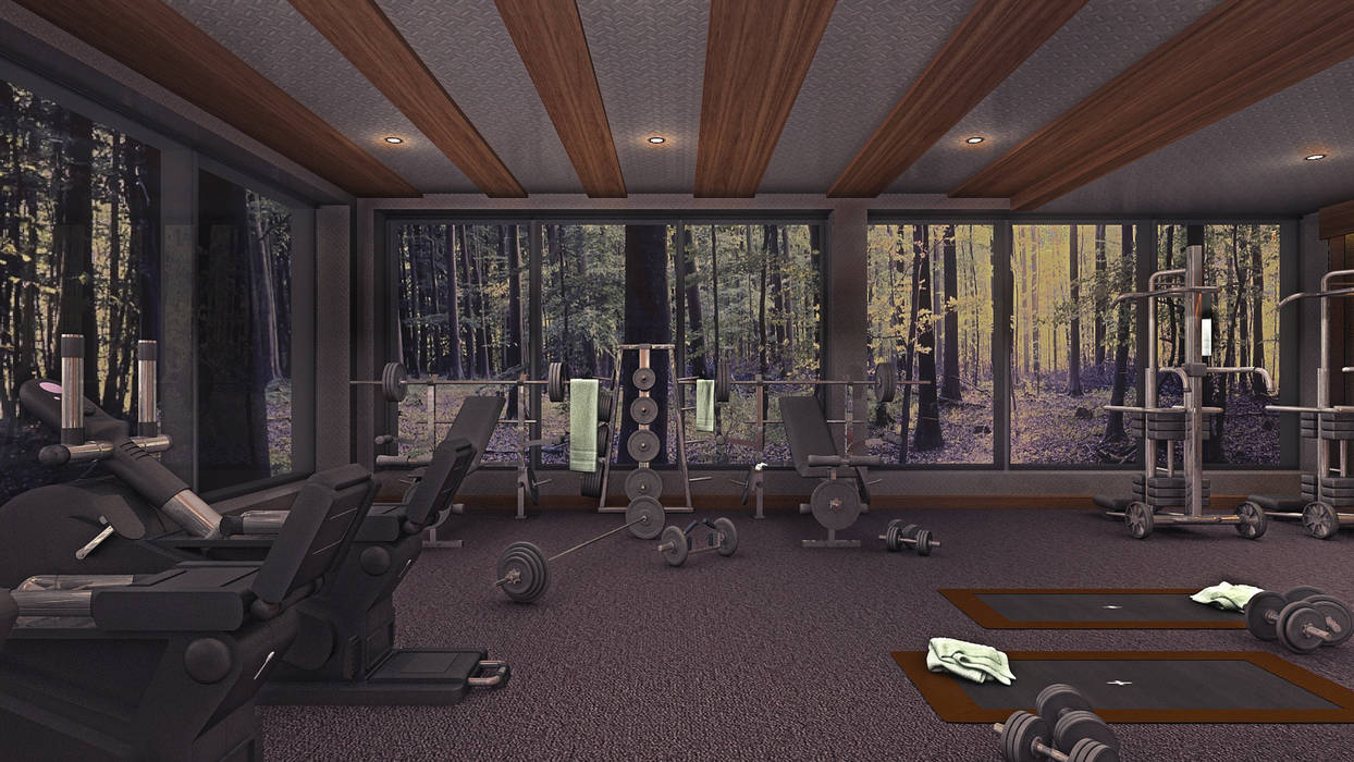 Gym In The Forrest, Design by Bley Design by Bley Modern Fitness Odası Fitness Odası