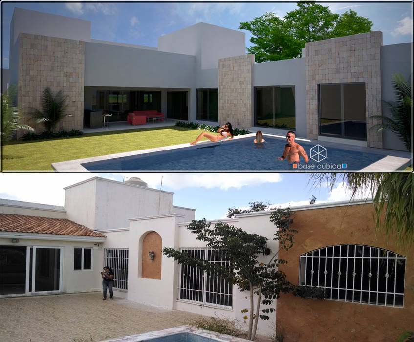 ANTES Y DESPUES, PATIO Base cubica Arquitectos