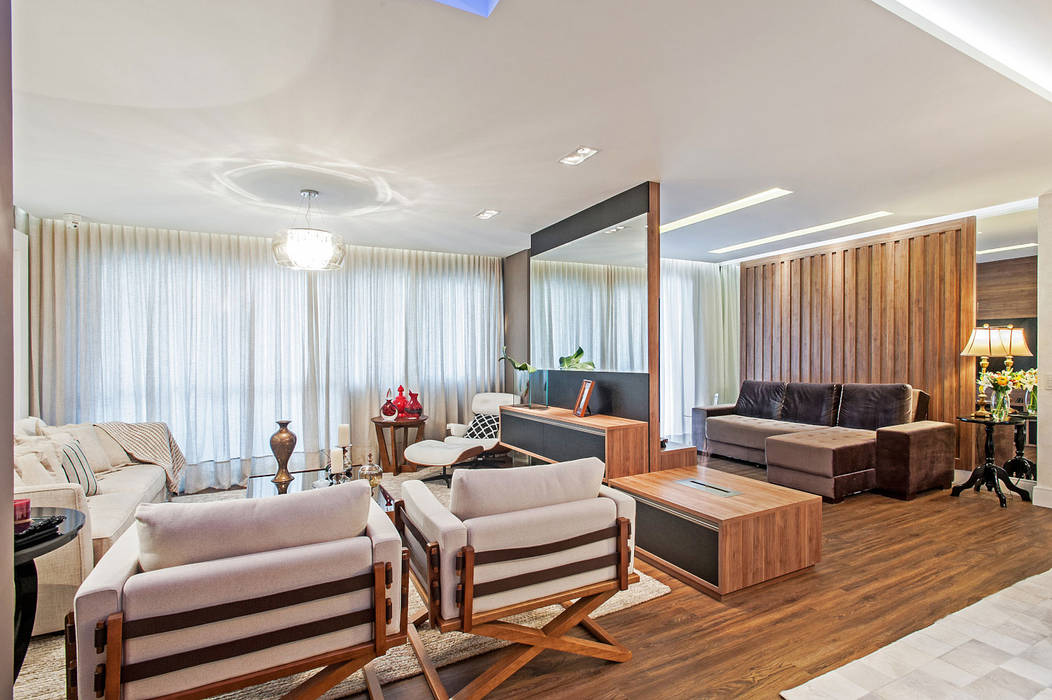 Apartamento 601, Patrícia Azoni Arquitetura + Arte & Design Patrícia Azoni Arquitetura + Arte & Design Modern Living Room Wood Wood effect
