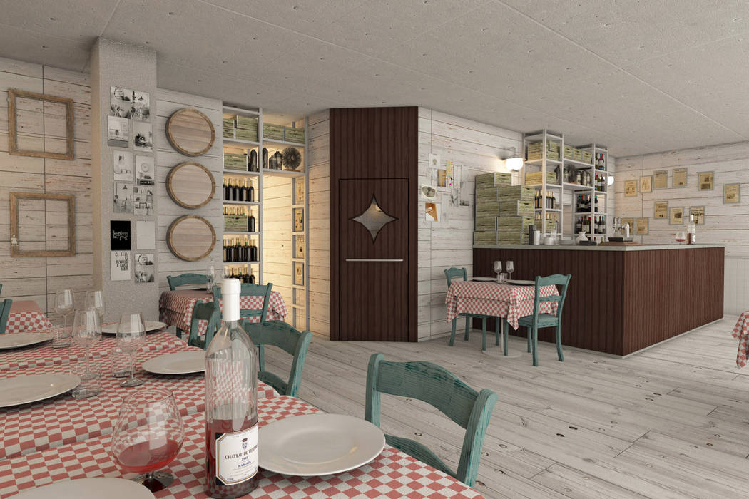 Italian Restaurant, Progetto & Render Progetto & Render Commercial spaces Gastronomy