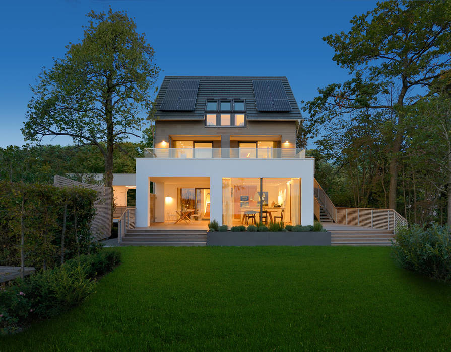 Haus am See, Bau-Fritz GmbH & Co. KG Bau-Fritz GmbH & Co. KG モダンな 家