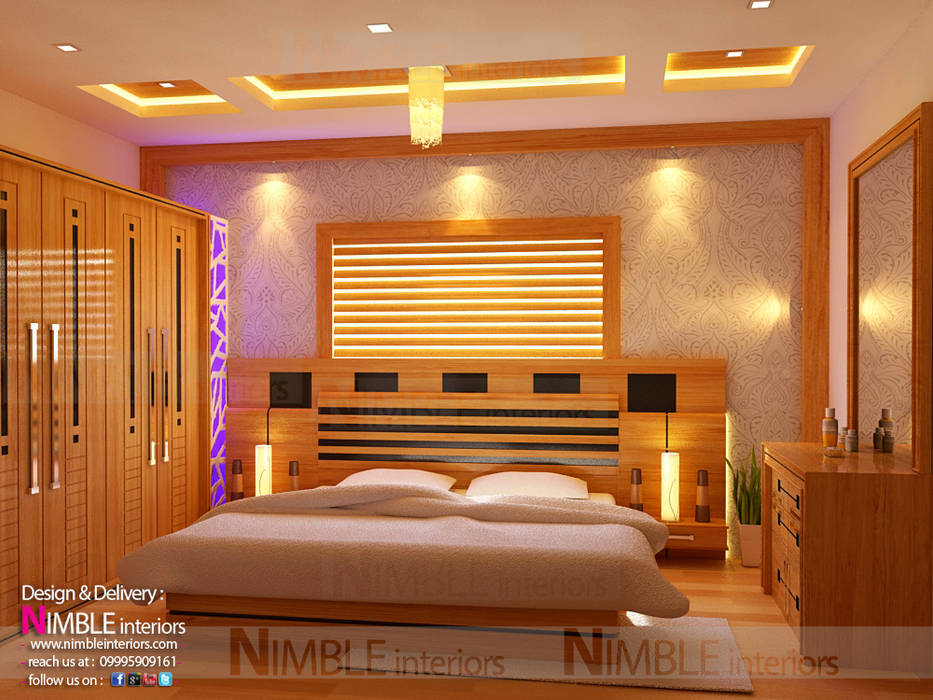 Modern Style Bedroom in Teak Wood Nimble Interiors Modern Bedroom Wood Wood effect Accessories & decoration