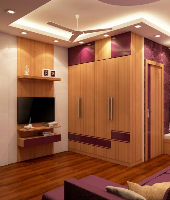 Smal Bedroom Design (TV & WARDROBE VIEW) : modern by Creazione Interiors,Modern