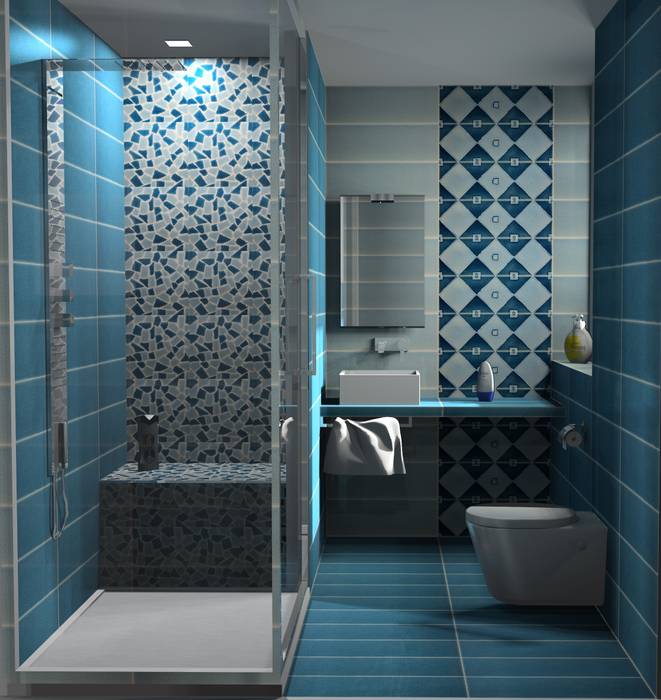 Rivestimento bagno crak.lè A956-A957 decoro quadro homify Bagno in stile mediterraneo Ceramica