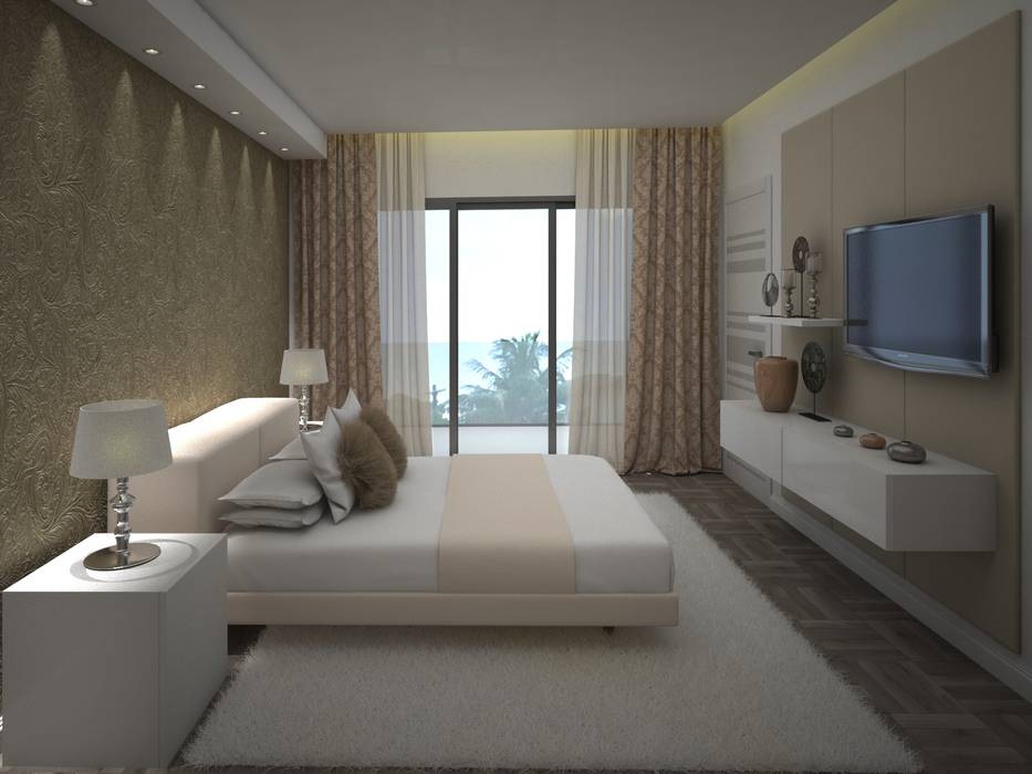 Propuesta 3D - Diseño de Habitaciones para Quinta Ubicada en Miami - Florida., Gabriela Afonso Gabriela Afonso Modern style bedroom Wood Wood effect