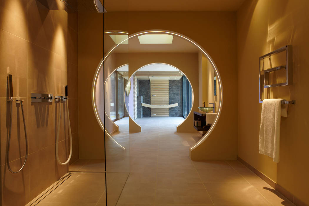 Wohlfühltunnel mit Designsauna Erdmann Exklusive Saunen Moderner Spa