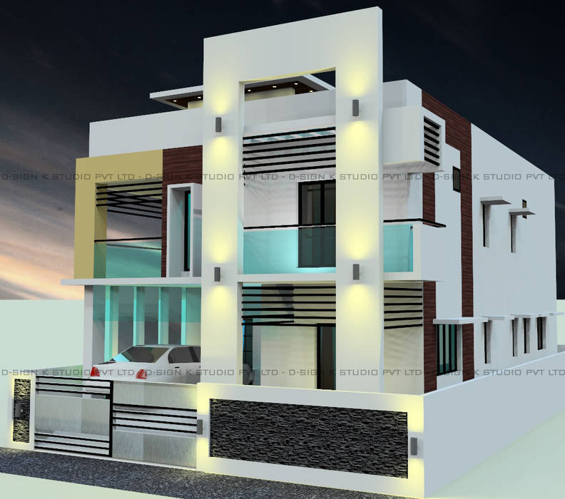 Residential Design & Development for Ms.Jannath Bee Mohammed Khan D-SiGN KSTUDIO™ PVT LTD ARCHITECTS + INTERIORS + LANDSCAPING Modern houses