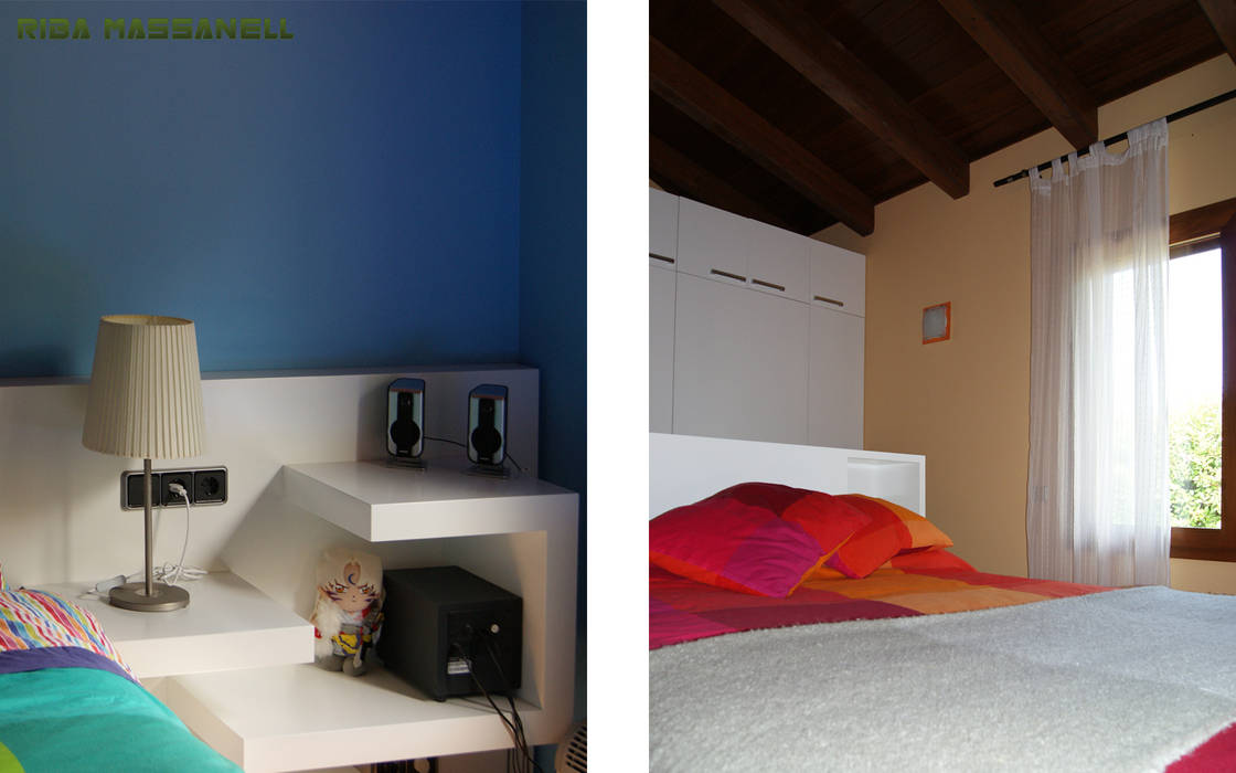 Cabezales y armarios de DM lacado RIBA MASSANELL S.L. Dormitorios infantiles mediterráneos Tablero DM