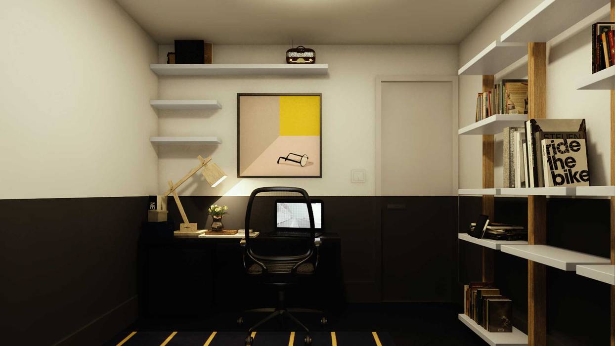 Quarto Hóspede/Escritório fpr Studio Escritórios industriais