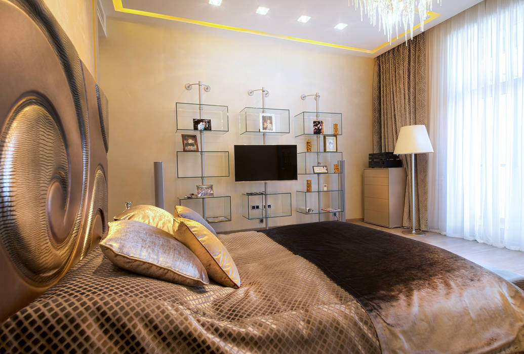 Квартира на Староильинской Дизайн-студия «ARTof3L» Спальня в стиле модерн