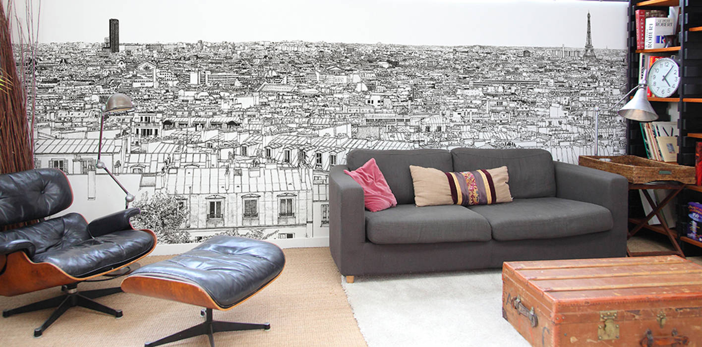 Ohmywall 壁 床壁紙 紙 黒色 Homify Ohmywall 壁 床壁紙 紙 黒色 Homify