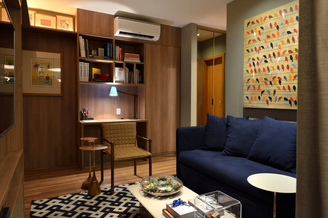 Apartamento pequeno - 43m², Moreno e Brazileiro | Arquitetos Moreno e Brazileiro | Arquitetos Salas de estar modernas