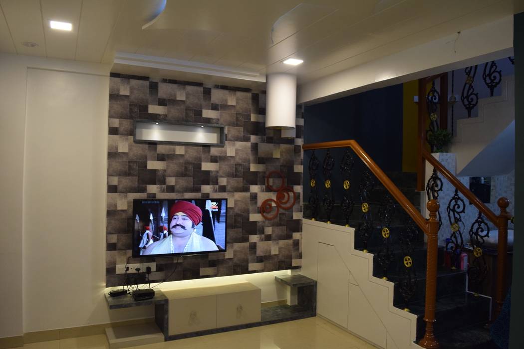 Residential project in katraj, Dhankawadi pune, VGA Designers VGA Designers Salones de estilo moderno Contrachapado Muebles de televisión y dispositivos electrónicos