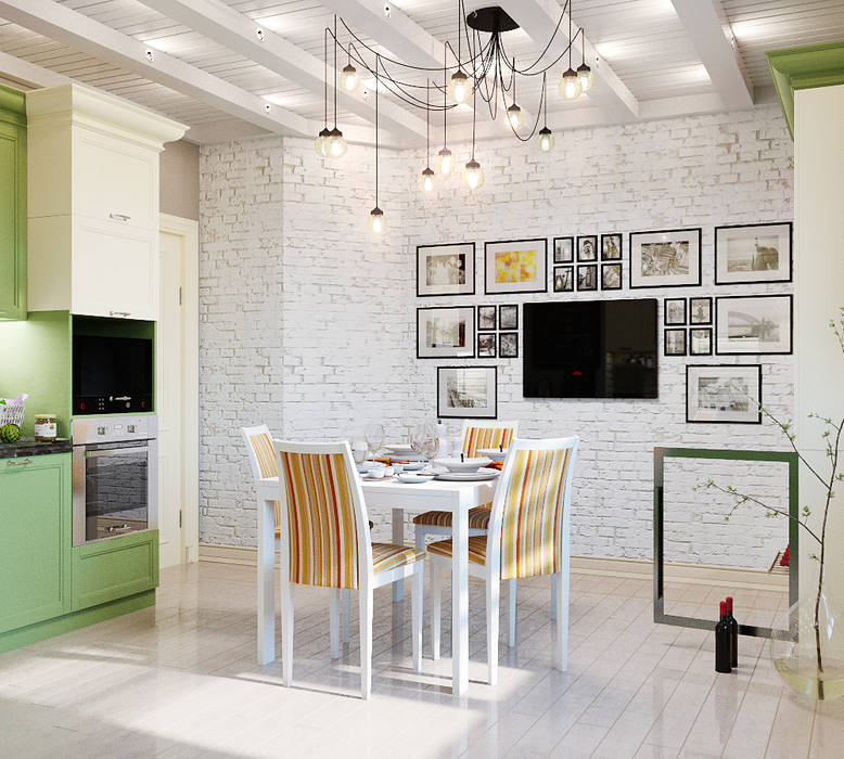 Три разных интерьера для одной кухни, Студия дизайна ROMANIUK DESIGN Студия дизайна ROMANIUK DESIGN Кухня в стиле модерн