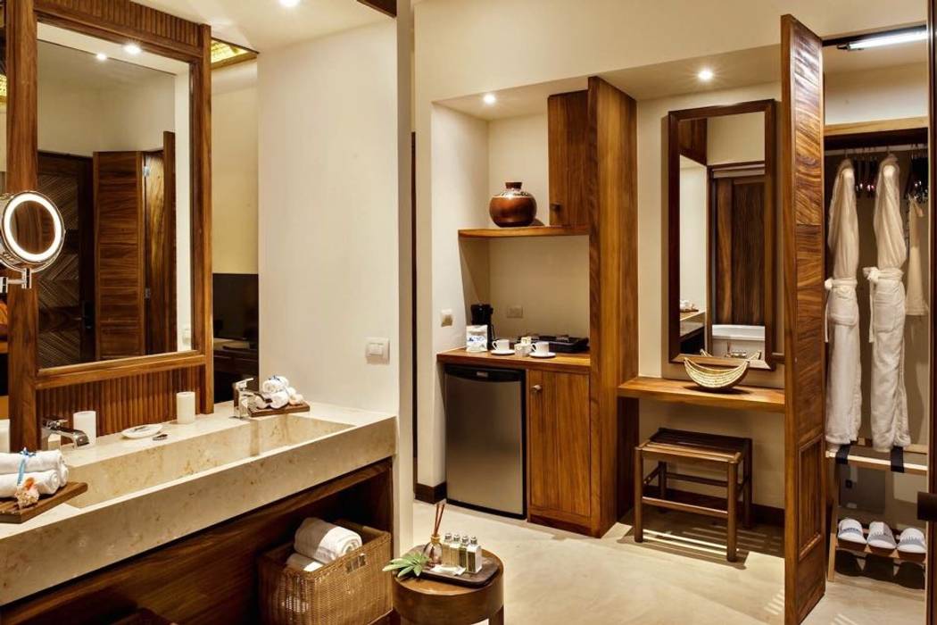 Hotel Matlali Selva, BR ARQUITECTOS BR ARQUITECTOS Tropical style bathroom Wood Wood effect