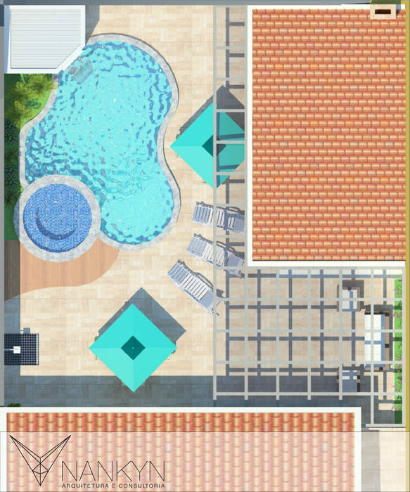 Layout Ilustrado Nankyn Arquitetura & Consultoria Varandas, alpendres e terraços modernos