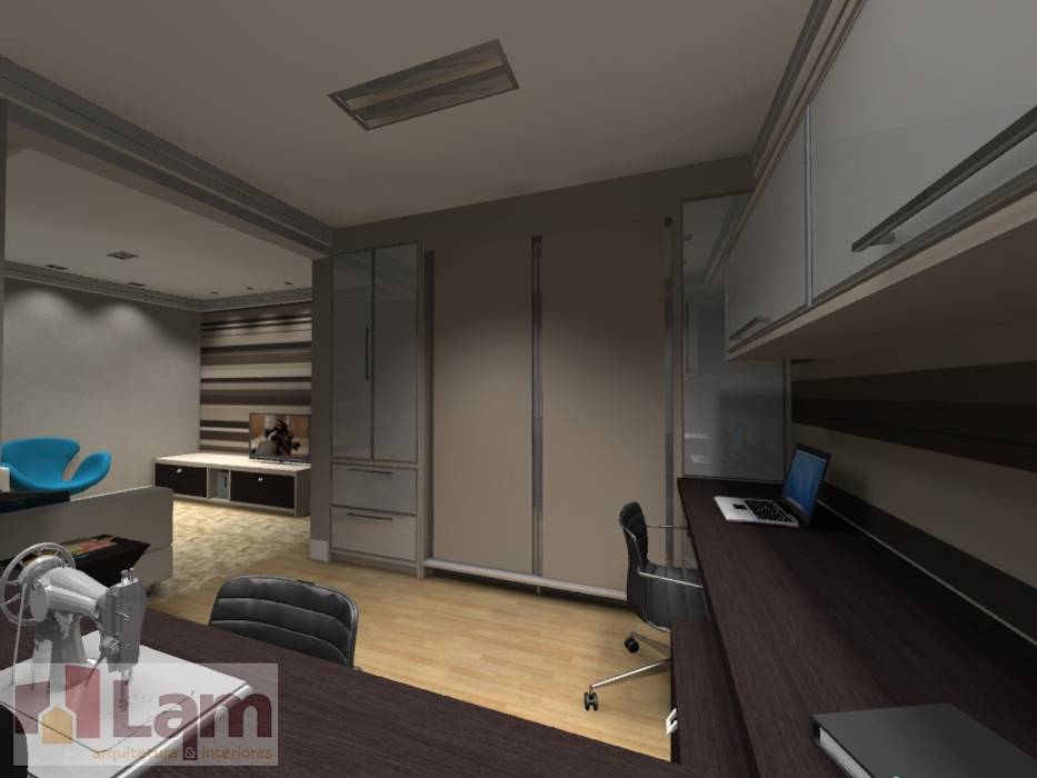 Home Office - Projeto LAM Arquitetura | Interiores Escritórios modernos