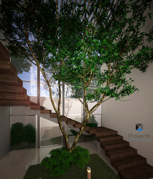 Proyecto Arquitectónico " Casa XC03" , PORTO Arquitectura + Diseño de Interiores PORTO Arquitectura + Diseño de Interiores 現代風玄關、走廊與階梯