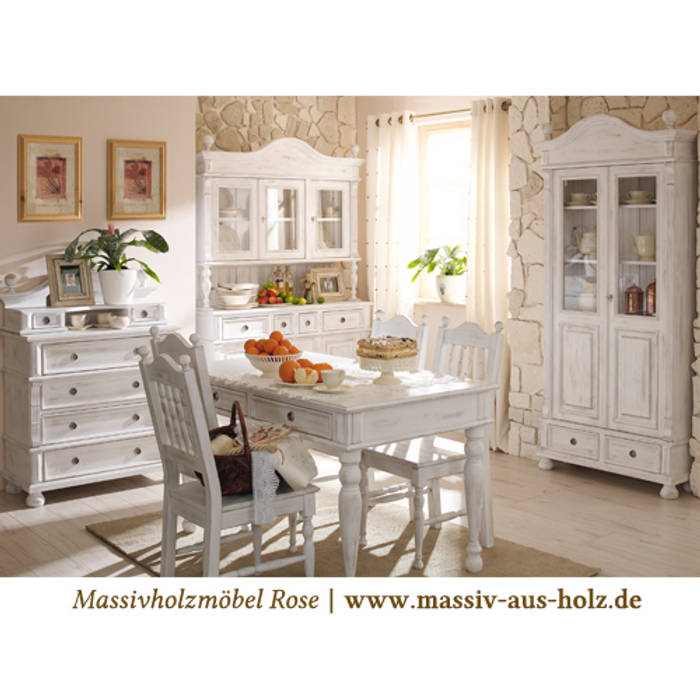 Landhausmoebel | Shabby Chic Alt weiß, Massiv aus Holz Massiv aus Holz Kitchen Solid Wood White