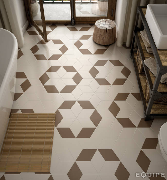 Rhombus Smooth Cream, Taupe 14x24 Equipe Ceramicas Pasillos, vestíbulos y escaleras de estilo rústico modern,rhombus,rhombus tile,interior design,design,shape,forms,decor,colours,architect,architectura,bath,bathroom,kitchen,geometric tile,geometric forms,diamond pattern,diamond