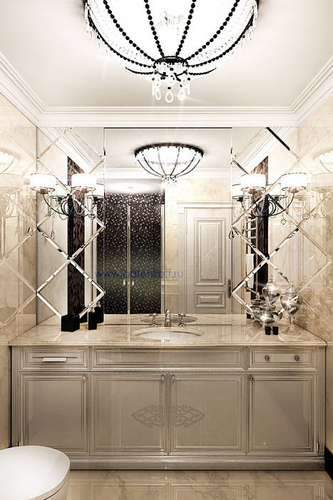 Дизайн проект туалета в квартире а ардеко, Москва. homify Ванная в классическом стиле Плитка Бежевый