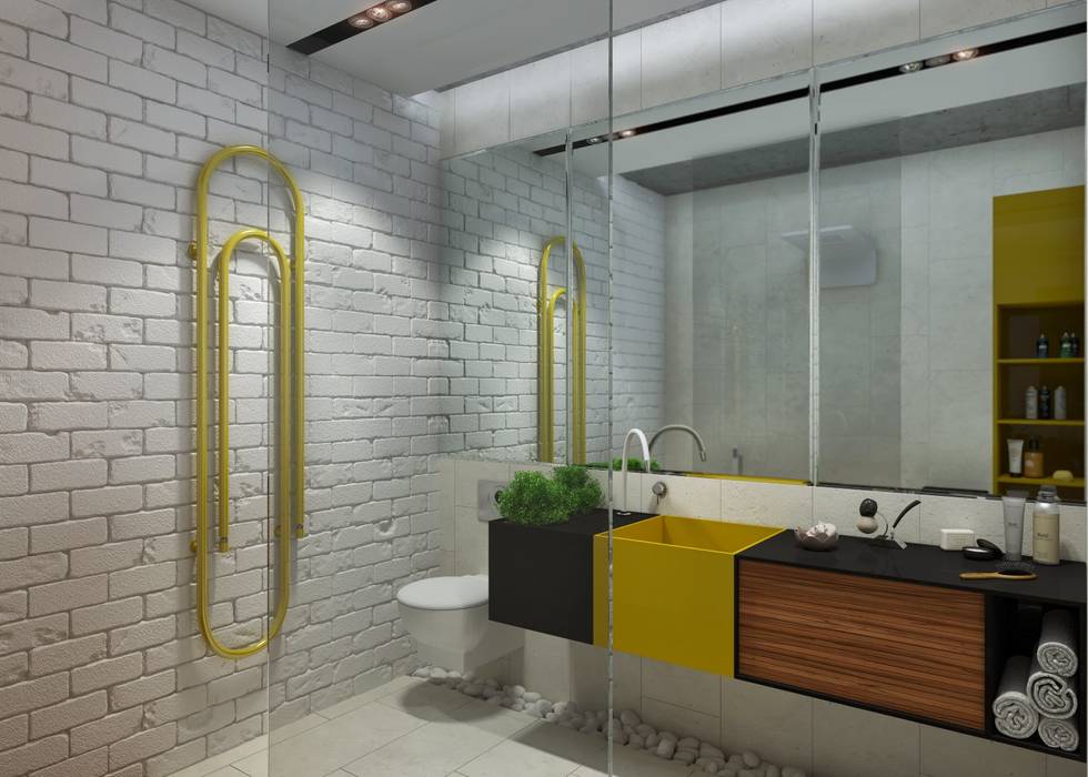 Проект апартаментов для молодой пары с ребенком, Mebius Group Mebius Group Ванная комната в скандинавском стиле
