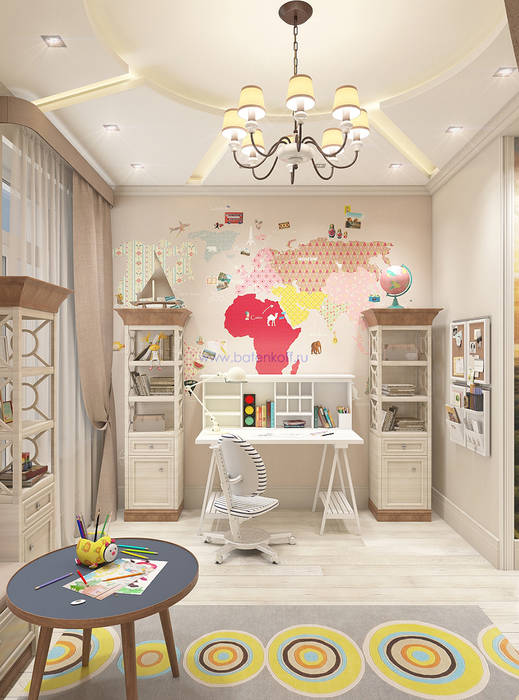 Дизайн проект детской комнаты в ЖК Тихвин от Батенькофф homify Детская комнатa в классическом стиле Бумага