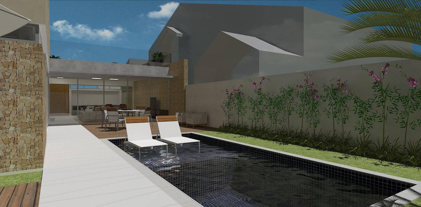 casa bs, grupo pr | arquitetura e design grupo pr | arquitetura e design Kolam Renang Modern