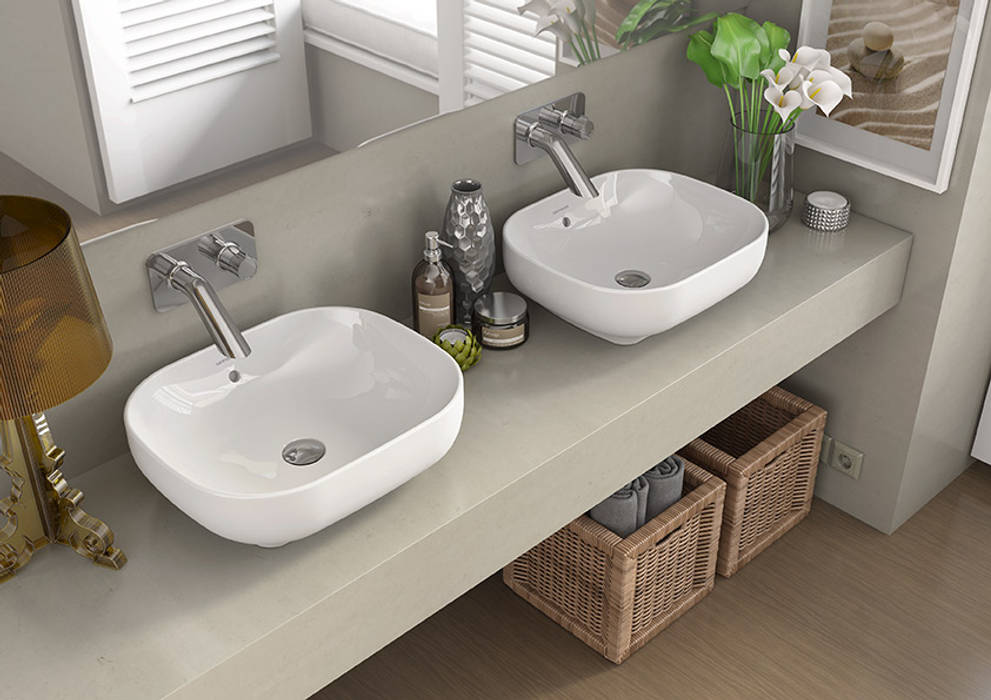 SANIBOLD - série sanitária, Melissa vilar Melissa vilar Modern Bathroom Ceramic White Sinks