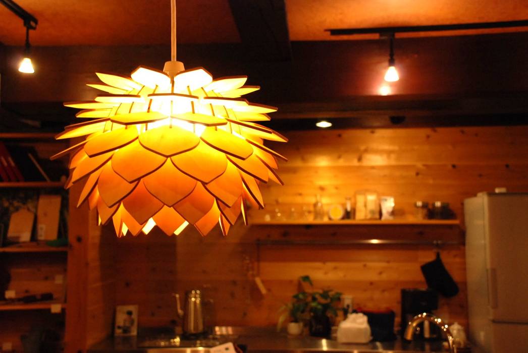 NLO 木製ランプシェード ペンダントライト, ナカオランプ ナカオランプ Eclectic style dining room Plywood Lighting