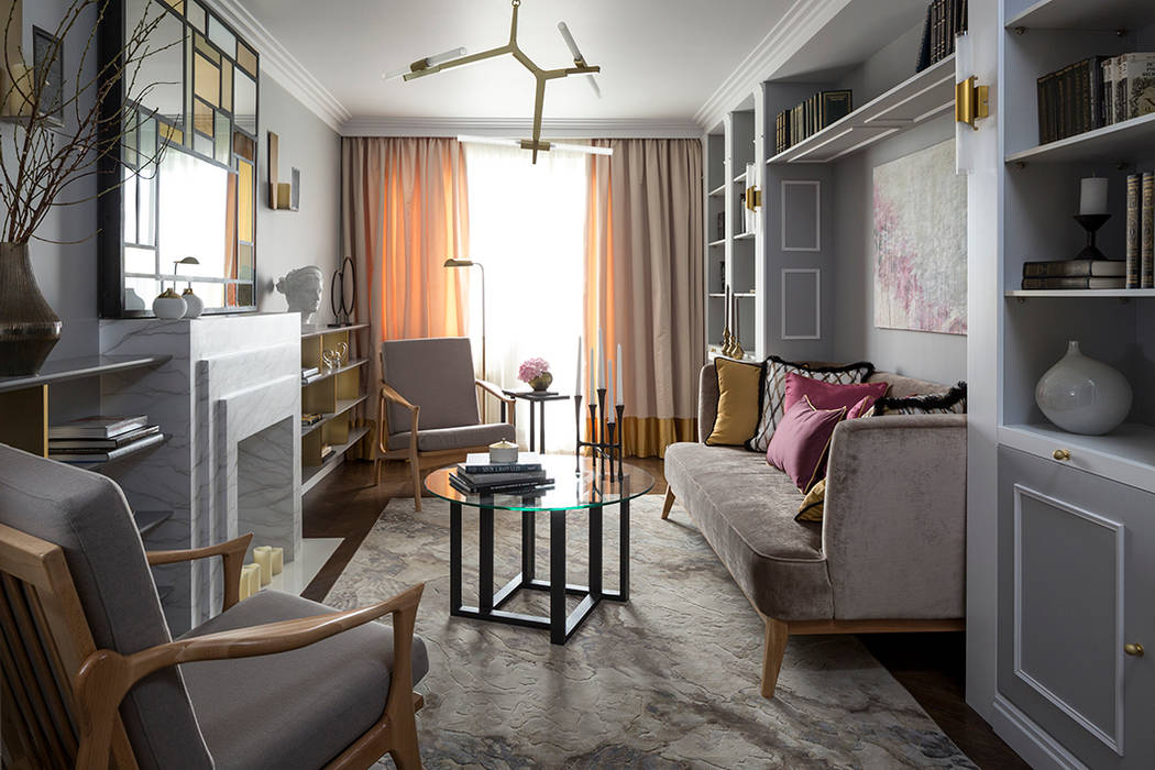 Project Art Deco style, Ekaterina Kozlova Ekaterina Kozlova Living room ٹیکسٹائل Amber/Gold