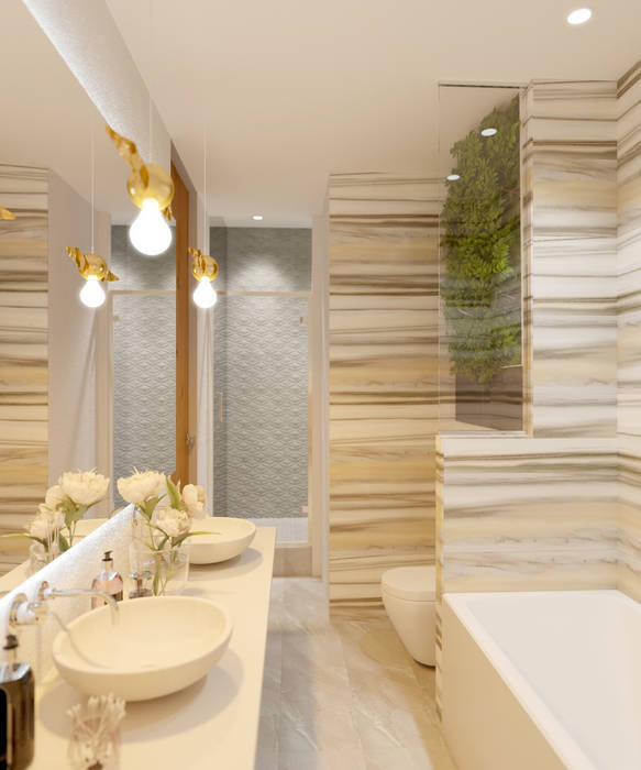 Дизайн-проект трехкомнатной квартиры для молодой семейной пары. , Катя Волкова Катя Волкова Ванная комната в стиле модерн