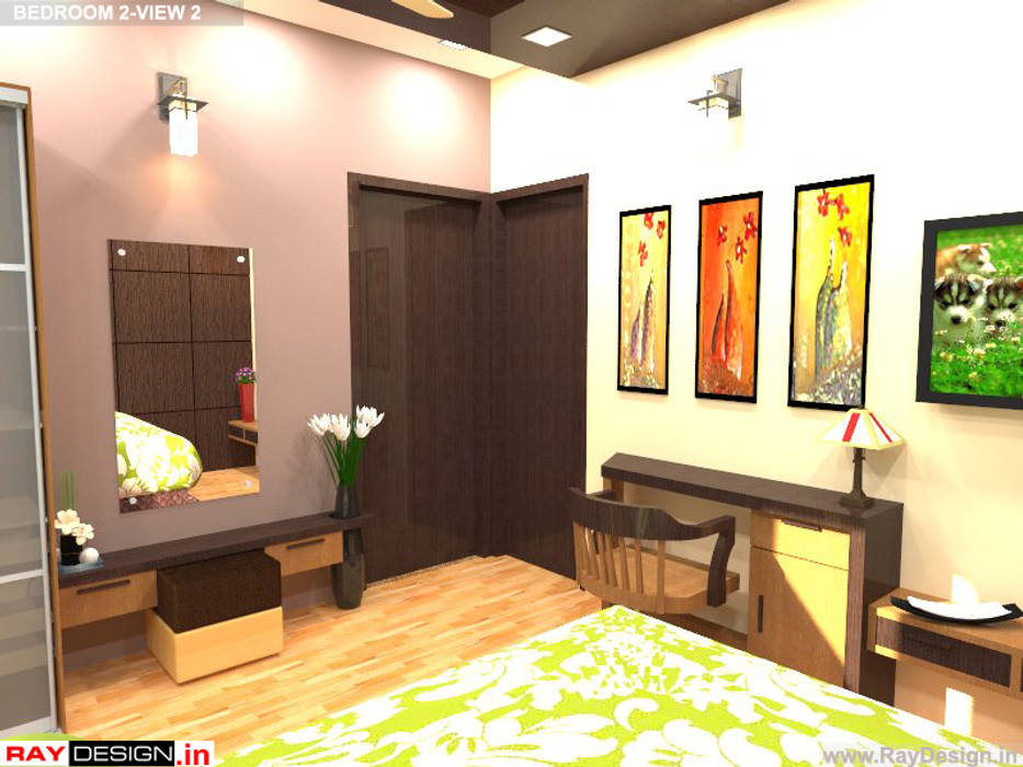 House in Mumbai, Ray Design World Ray Design World Modern style bedroom Property,Furniture,Plant,Building,Green,Picture frame,Textile,Interior design,Comfort,Table