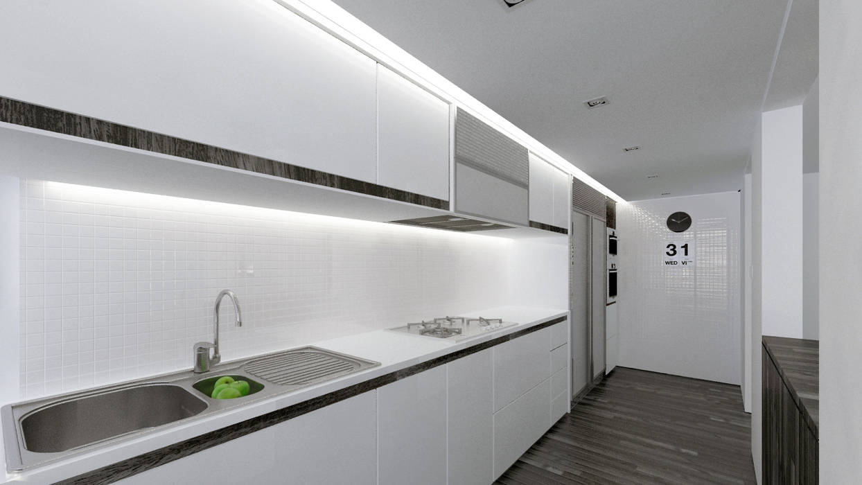 Cocina lineal Odart Graterol Arquitecto Cocinas minimalistas Compuestos de madera y plástico