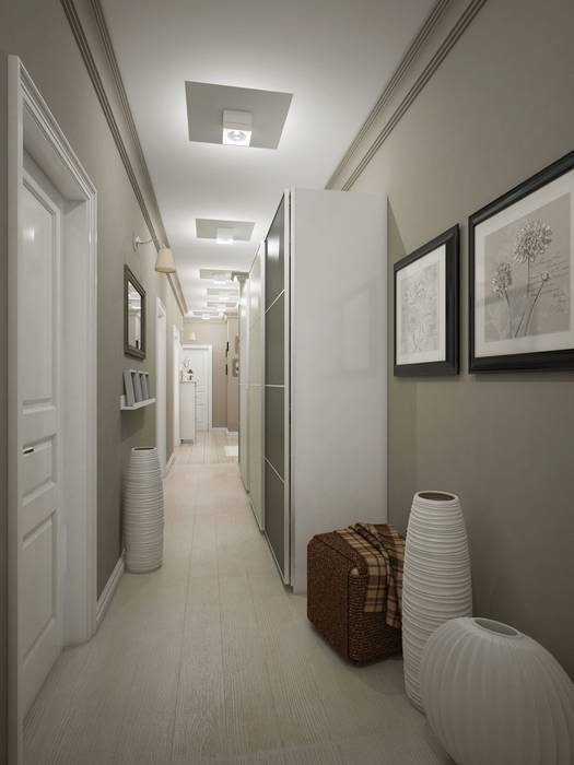 Современная квартира для современной семьи, MEL design MEL design Scandinavian style corridor, hallway& stairs