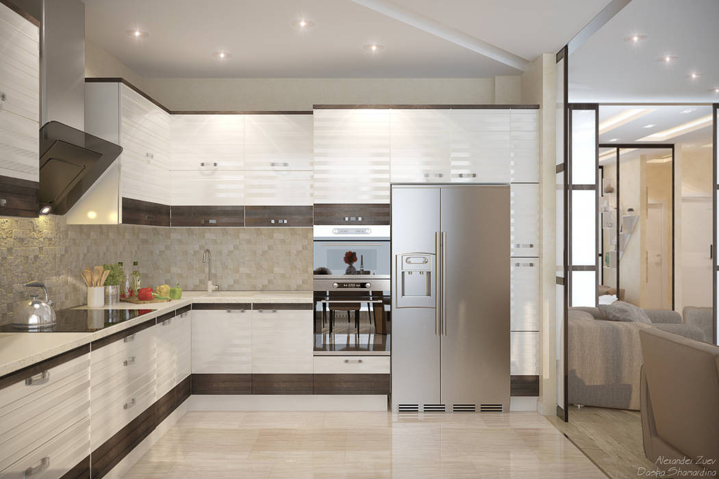 ​Дизайн кухни в современном стиле в ЖК "Солнечный" Студия интерьерного дизайна happy.design Кухня в стиле модерн